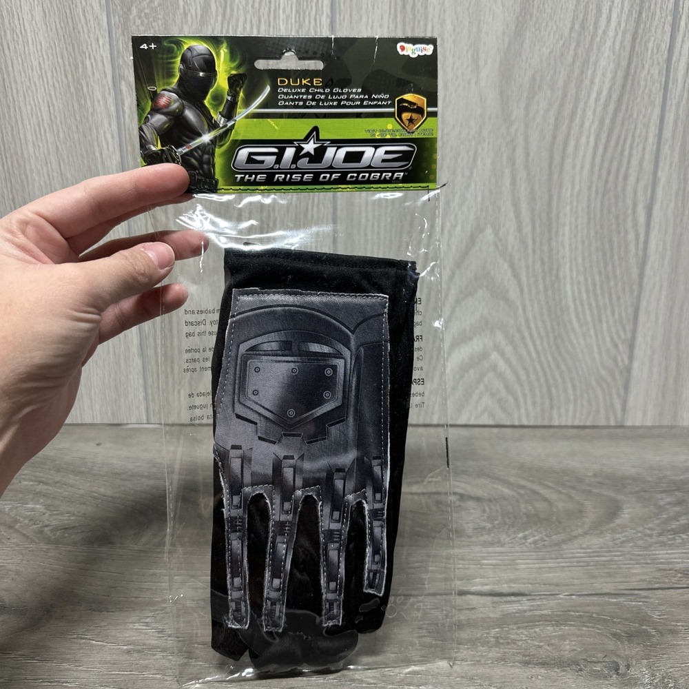 G.I. Joe Duke‎ Costume Gloves Kids One Size Black New Rise of Cobra Gauntlet